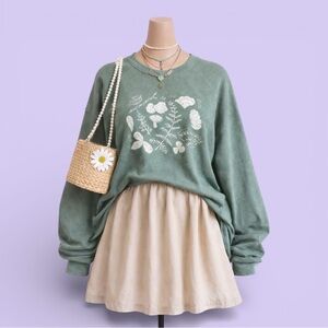 Bella + Canvas Mushroom Fern Graphic Crewneck Sweatshirt | XXL